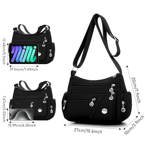 Nylon Crossbody Bags for Women Waterproof Shoulder Bag Ladies Multi Pocket Tote Handbag Travel Messenger Bag4