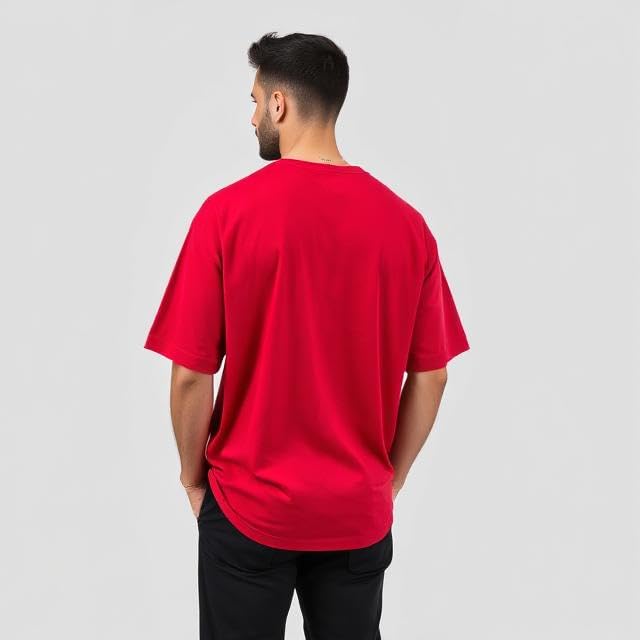 Image of URGEAR Men's Oversized Casual Stylished Printed Cotton Blended Round Neck T-Shirt