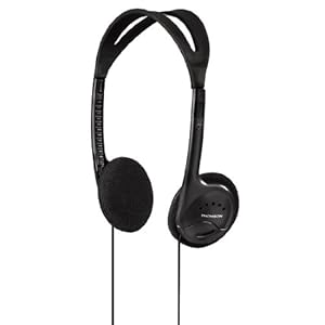Thomson Stereo-HED1115 Leichtkopfhörer mit Kabel (kabelgebundene Kopfhörer On-Ear, 52 g, 27-mm-Membrane, 95 dB), Schwarz…