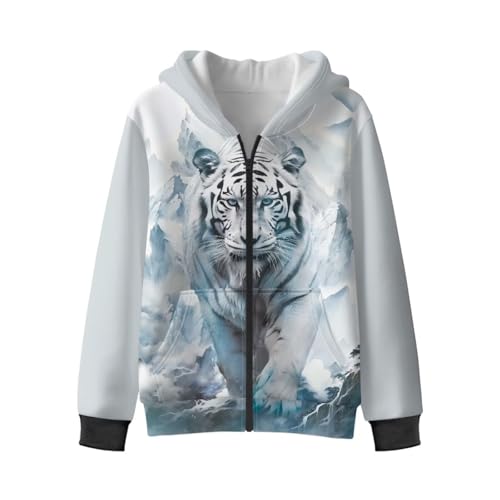 Boys' Hoodies Cool 3D Print Hooded Sweatshirts for Teen Boys Fleece Zip-Up Hoodie Long Sleeve Jacket with Pockets3