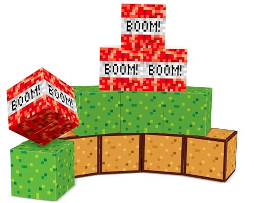 Image of 12Pieces Large Pixel Mining Party Boxes Video Game Party Decorations Pixel Mining Theme Birthday Parties Supplies Pixelated Video Gaming Centerpieces Boxes for Kid Teen Gift Birthday Parties Favor