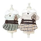 AttRex 犬 服 ワンピース 秋冬用 ペット服 スカート 犬猫洋服 ドックウェア コート 裏起毛 可愛い 暖かい 防寒 小中型犬 人気 コスチューム 着物 クリスマス お散歩お出かけ服 (XL,カーキ)