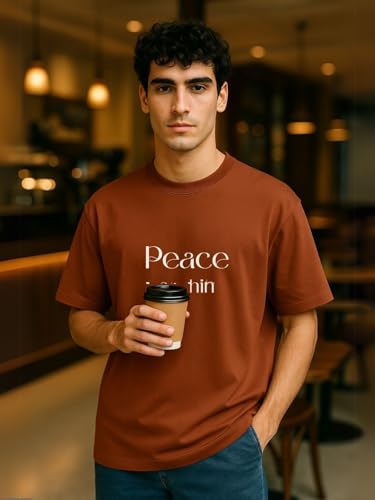 Image of Nobero Men's Oversized Graphic T-Shirt for Men | Soft Cotton | Drop Shoulder Relaxed Fit | Printed Casual Tshirt for Men