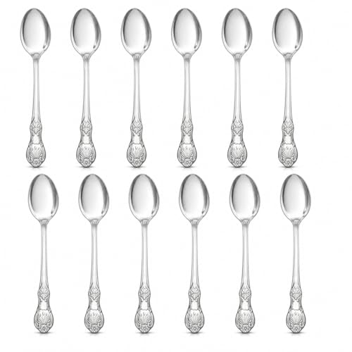 Image of Culinex 18 /8 Premium Stainless Steel 7.5 inch Table Spoon Set of 12, Fest| Heavy, Rustproof Dishwasher Safe Silver Flatware By thinKitchen