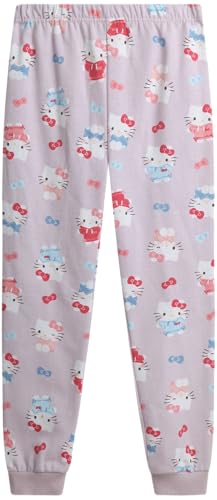 Image of Hello Kitty Girls Sweatpants Set - 2 Piece Fleece Crewneck Sweatshirt and Girls Joggers Cute Matching Clothing Set (2T-12) (Purple Hello Kitty, 2T)