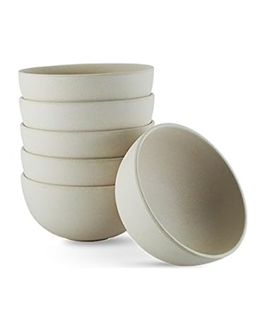 WAABI-SAABI Wood Solid Bowls - Pack of 6, Off-White