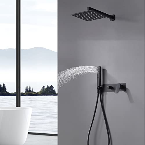 Pommeau de douche à effet pluie noir et mitigeur mural pour salle de bain zen - 3