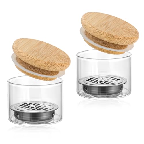 QFGasre 2Pcs Nail Brushes Washing Cup Acrylic Nail Art Brush Washer Removal Dappen Dish with Lid Easy Cleaning Portable Mesh Layered for Nail Sequins Glitter Nail Tools
