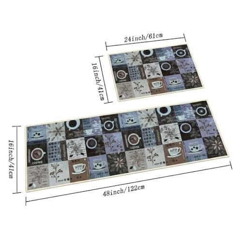 Image of HomeCloud Kitchen Rectangular Mat: Premium Anti-Slip, Soft, Washable, Designer Printed Mat for Floors, Kitchens, and Rooms - (6mm Thick, 41x122 cm and 41x61cm) (Coffee Espresso Brown)
