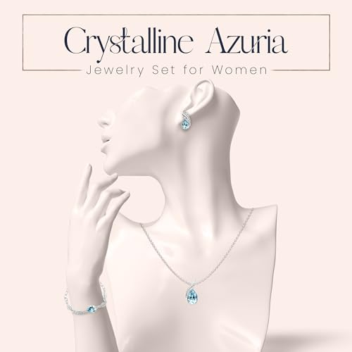 Crystalline Azuria Mujer 18ct Chapado en Oro Blanco Lágrimas Cristales Azul Aguamarina simulada Juego de joyas Collar Pendientes Pulsera para Mujer Niña Boda Novia y Dama de honor 2 Crystalline Azuria Mujer 18ct Chapado En Oro Blanco Lágrimas Cristales Azul Aguamarina Simulada Juego De Joyas Collar Pendientes Pulsera Para Mujer Niña Boda Novia Y Dama De Honor