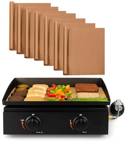 UNCO- Copper Grill Mats for Outdoor Grill, 13' x 15.8', 7 Pack, Nonstick Reusable Grilling Mats for Outdoor Grill, BPA and PFOA Free with PTFE-Fiberglass Coating