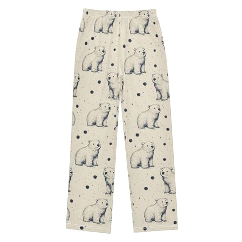 Pajama Pants Polka Dots Polar Bears Long Sleep Pants Lounge Bottoms