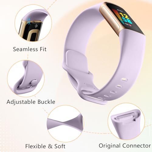 CeMiKa 4Pack Strap Compatible with Fitbit Charge 5 Strap, Soft Silicone Sport Bands for Charge 5 Strap, Breathable Waterproof Adjustable Wristband for Fitbit Charge 5/Charge 6 Straps, Small Large - Image 3