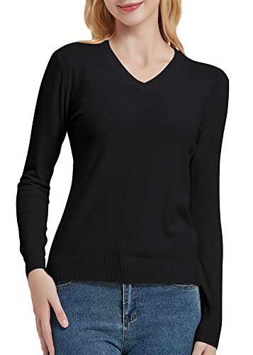 Urban CoCo Women's V Neck Long Sleeve Solid Classic Knit Pullover Sweater Tops3