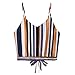 Produktbild TUDUZ T-Shirt Damen Sommer Damen V-Ausschnitt Streifen Blumendruck Crop Top Leibchen Bluse Camisole (S,Mehrfarbig)
