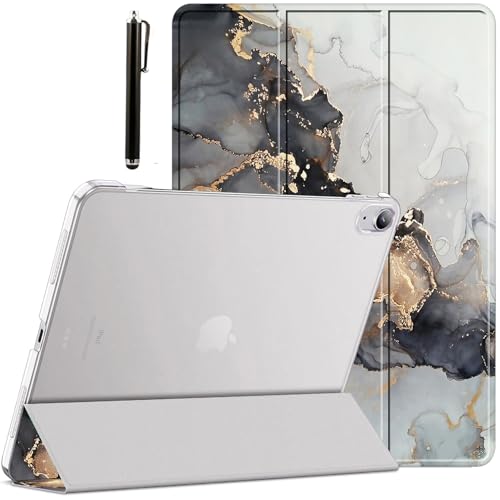 Image of ProElite Cover for Apple iPad (A16) 11th /10th Generation (2025 /2022) Cover Case, Transparent Smart case for iPad 11th /10th Gen 2025 /2022 (Supports Auto Sleep Wake) with Stylus Pen, Marble Grey