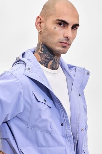 Image of SNITCH Men Casual Jacket | Relaxed Fit High Neck Full Sleeve Solid Pattern | 100% Polyester Durable & Comfortable Machine Washable Jacket