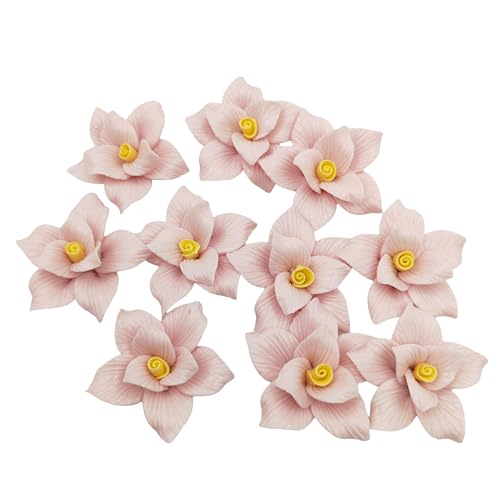 10 piezas de azulejos de cerámica de flores 3D, flores de cerámica de porcelana hechas a mano de 4 cm para arte, acuarios, jarrones, sala de estar, mesa de comedor, oficina, decoración floral del