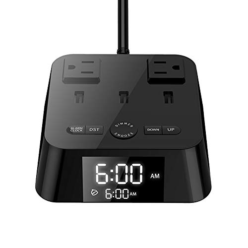 Alarm Clock Charger with 3 USB Ports and 2 Outlets,UL Listed Alarm Clock