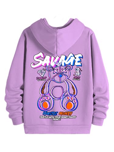 Image of Dagcros Hoodies Printed Fleece Lined Sweatshirts Casual Athletic Workout Pullover with Kangaroo Pocket for Men's