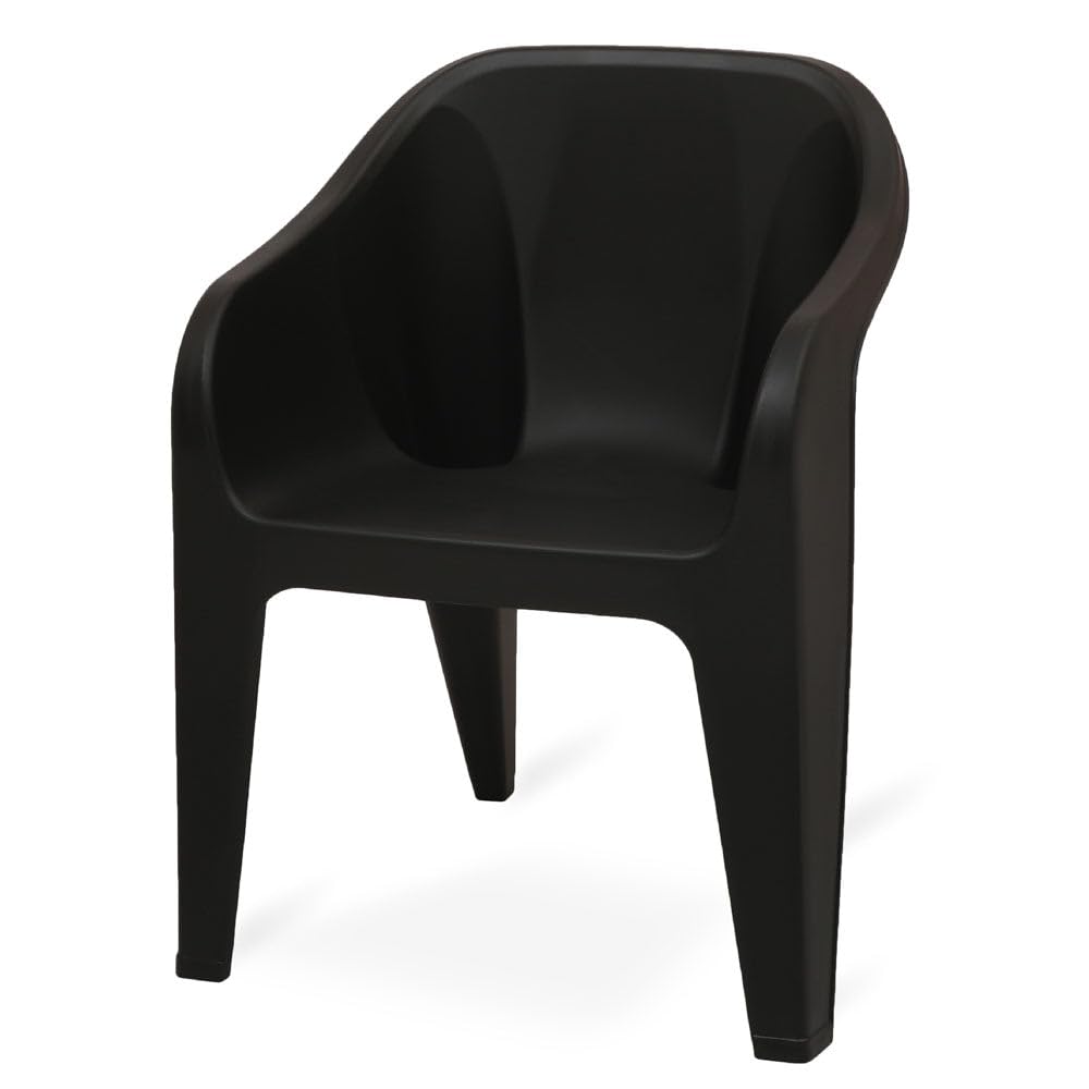 Attro Supreme Futura Modern Plastic Chair - Stacking Armchair for Living Room, Outdoor, Home, and Office - Lightweight & Durable - Black-image-22
