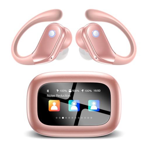 Image of jaddsa Wireless Earbuds with ENC Noise Cancellation, Touch-Screen Control, IPX7 Waterproof, Deep Bass Stereo for Running - Rose Pink