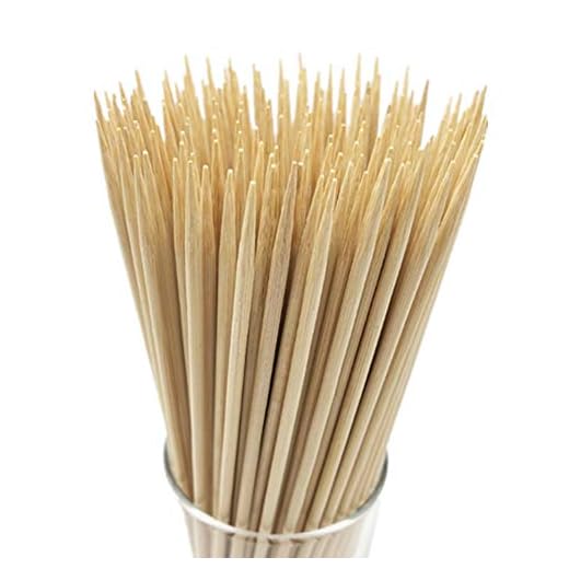 8" Natural Bamboo Skewers for BBQ，Appetiser，Fruit，Cocktail，Kabob，Chocolate Fountain，Grilling，Barbecue，Kitchen，Crafting and Party. Φ=4mm, More Size Choices 6"/10"/12"/14"/16"/17.5"/30"/36"(1000 PCS)
