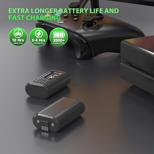 Image of 2-Pack Rechargeable Battery Pack for Xbox One /Series X /S & Xb One X /S /Elite Series Controllers, 4440mWh (1200mAh) Long-Lasting Power Overcharge /Short-Circuit Protection