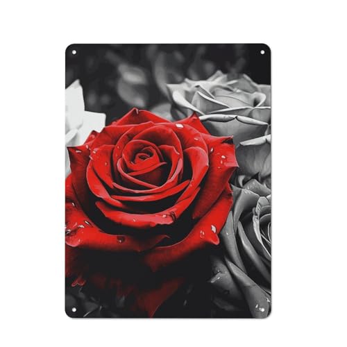Tableau métal roses noires et rouges durable pour déco murale de bar