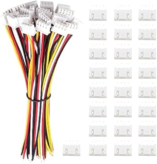 Lyeteung 50 Par 2-Pinowych Złączy JST 2.54 XH, Mini Micro 2-Pinowe Złącze Męskie JST z Kablem 150mm 22AWG i Złączem Żeńskim (Czarne Czerwono)
