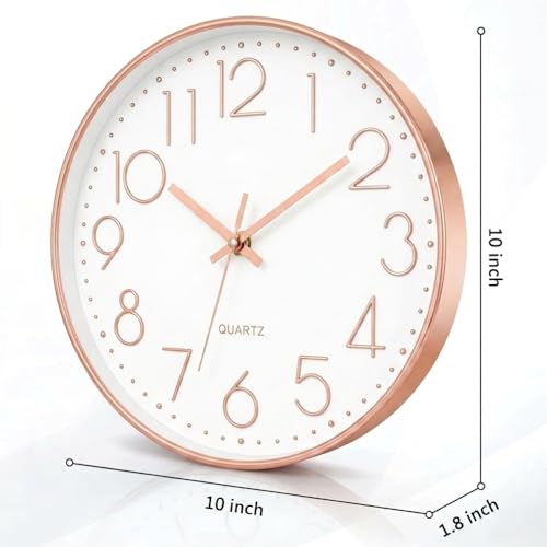 Image of STAR WORK Premium Wall Clock 10 inch Inch Silent Non-Ticking Quartz Movement | Easy to Read 3D Numbers | Modern Analog Clock for Home Decor, Living Room, Bedroom, Office (Vanilla Gold, 10-Inch (25Cm)