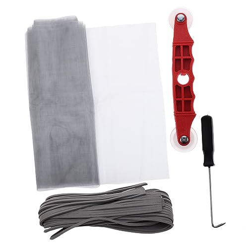 SOESFOUFU 1set Window Screen Repair Kit Complete Mesh Spline Tool Rollers and Hooks for Homeowners and Enthusiasts Grey Spline Remover Accessory for Maintenance