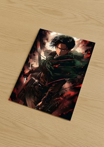 Image of NIJUKA Anime Printed A4 Size Metal sheet Poster For Home And Room Decoration | For Anime Art Fans Boys And Girls (Beast Titan Killer Levi)