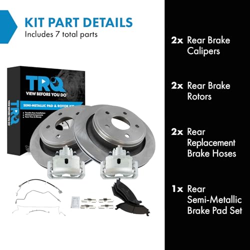 Image of TRQ Rear Brake Pad & Rotor Kit Semi-Metallic Compatible with 2009-2010 Dodge Ram 1500