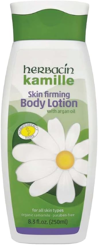 Herbacin Kamille Skin Firming Body Lotion with Rich Argan Nut Oil for Women, 8.3 Ounce