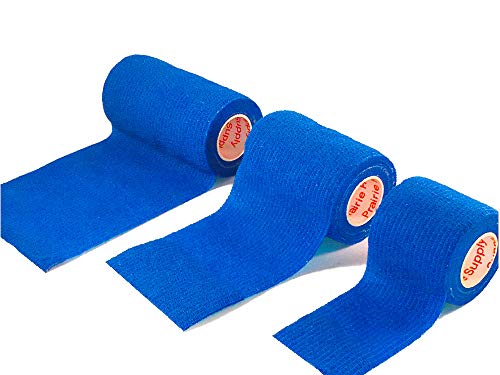 Image of 4 Inch Vet Wrap Tape Bulk (Blue) (Pack of 24) Self Adhesive Adherent Adhering Flex Bandage Grip Roll for Dog Cat Pet Horse