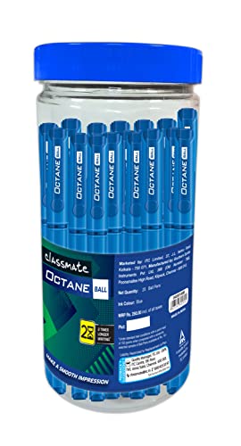 Image of Classmate Octane Neon- 25 Blue Gel Pens Plastic Octane Ball (Blue) Jar - Pack of 25