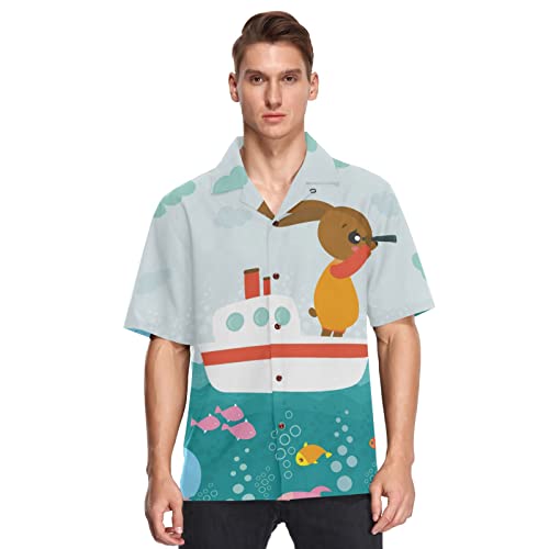 Poeticcity Men's Hawaiian Shirt Short Sleeves Button Down Airy Summer Beach Shirts (S-XXL)