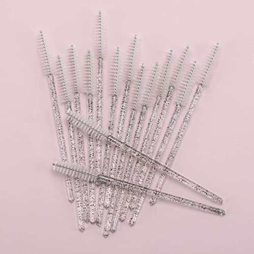 Image of Tbestmax 300 Pcs Disposable Spoolies, Mascara Wand Eyelashes Brushes Applicator for Eyebrow Eye Lash Extension Black Stick White Head