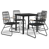 Ensemble de salle à manger élégant : cet ensemble de salle à manger de jardin de 5 pièces se compose d'une table carrée en verre et de quatre chaises assorties. L'ensemble offre une place pour les repas communs ou des heures de convivialité avec la famille et les amis sur la terrasse, dans le jardin ou sur le balcon.