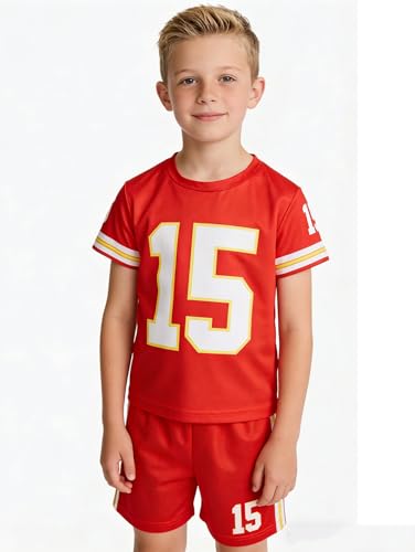 Image of Boys Shorts Set 4 Pieces Athletic Outfits Short Sleeve Tee Shirt and Shorts Casual Summer Set 3-12Y