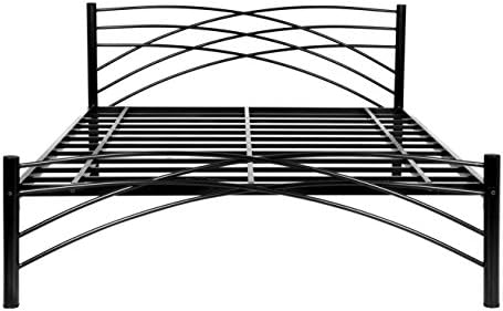 Metallika Denver Queen Size Metal Bed (Glossy Finish, Black) By FurnitureKraft