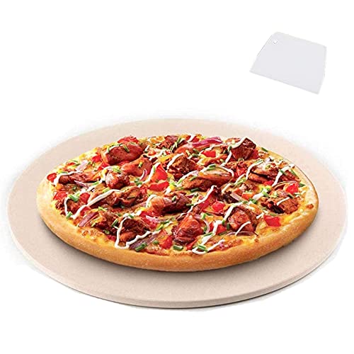 Premium Round Cordierite Pizza Stone for Oven and Grill - Perfect for Crafting Delicious Pizzas and Steaks