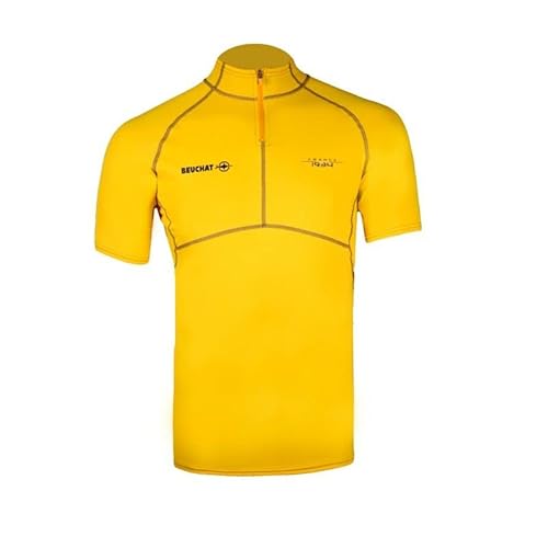 Beuchat Homme Rashguard Atoll Shirt Zippé Anti-UV-Slim Fit-Coupe Anatomique-Élasthanne-Ultra-Souple et Confortable-Facile à Mettre-Jaune, Citronier, L