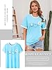 Yihelian Tshirts Women Crew Neck Top Ladies Daisy Print Short Sleeve Tee Shirt Summer Smile Letter Printed Shirts Blue #3
