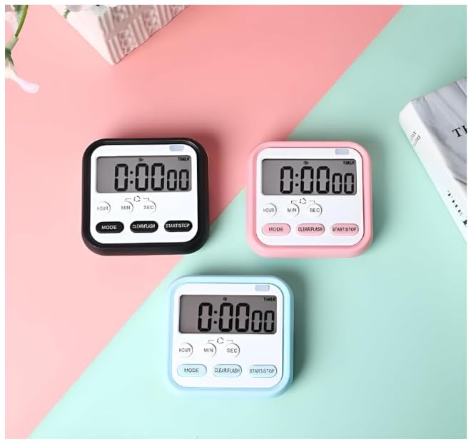 Image of Stopwatch Timer for Study Kitchen Timer Large LCD Screen 24hr Digital Display Magnetic Retractable Stand Loud Alarm Stop Watch Countdown Flashing Light Study Timer for Students Cooking