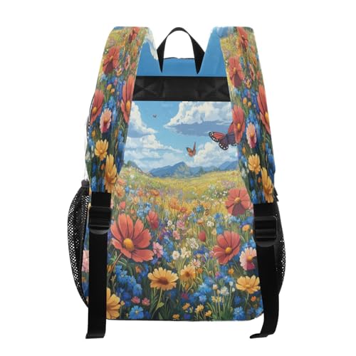 Colorful Wildflowers Meadow Clear Backpack - Stadium Approved Large 15.7-inch Waterproof Transparent Bag for Sports, Concerts, Work, Travel#413