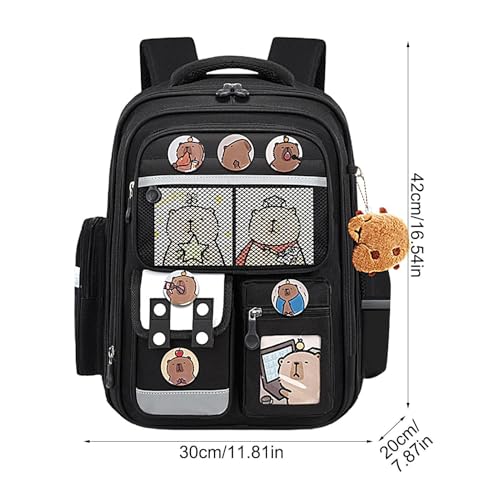 Porte-badge avec breloque pour sac à dos école Capybara, cartable enfant multi-compartiments - 3