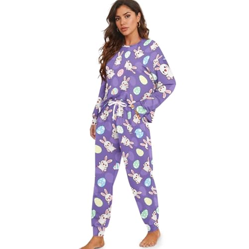 Image of Women's Pajamas Set Soft 2 Piece Loungewear Long Sleeve Pj Set Matching Sleepwear with Pockets for Women Plus Size