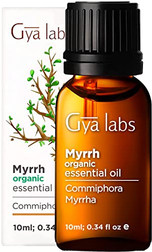 Gya Labs Organic Myrrh Essential Oil for Mature Skin (10ml) - Pure Organic Myrrh Oil - Perfect for Aromatherapy and Skin - Use in Diffusion or Skin